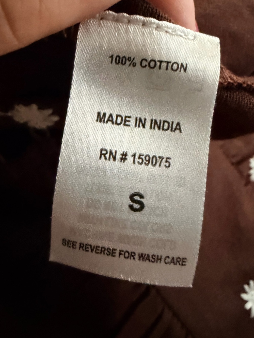 Brown Daisy-Print Peplum Blouse 100% Cotton - Picture 8 of 8